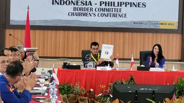 Suasana pelaksanaan Sidang Ketua Komite Perbatasan Indonesia-Filipina ke-39 yang digelar di Kota Manado, Sulawesi Utara (Sulut)