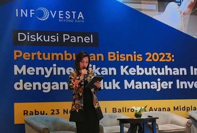 Keynote speech dari Ibu Afifa di Diskusi Panel Infovesta, Jakarta 23/11/2022