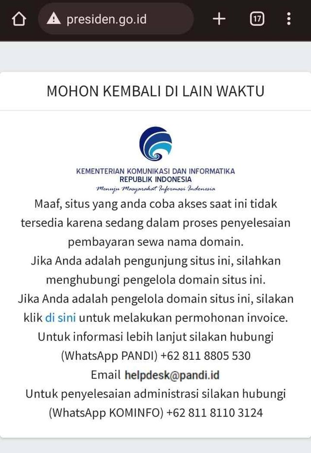 Screenshot tampilan web presiden.go.id. Foto: Kevin S. Kurnianto/kumparan