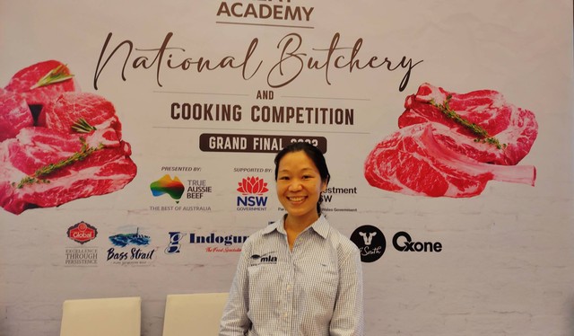 Valeska, selaku MLA Regional Manager South-East Asia, dalam acara National Butchery and Cooking Competition. Foto: Riad Nur Hikmah/kumparan