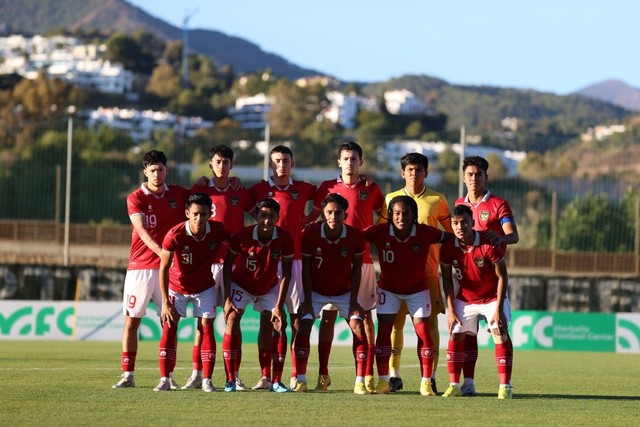 Timnas U-20 Indonesia saat melawan Malaga U-19 pada laga uji coba di Marbella Football Center Malaga, Spanyol, 23 November 2022. Foto: PSSI