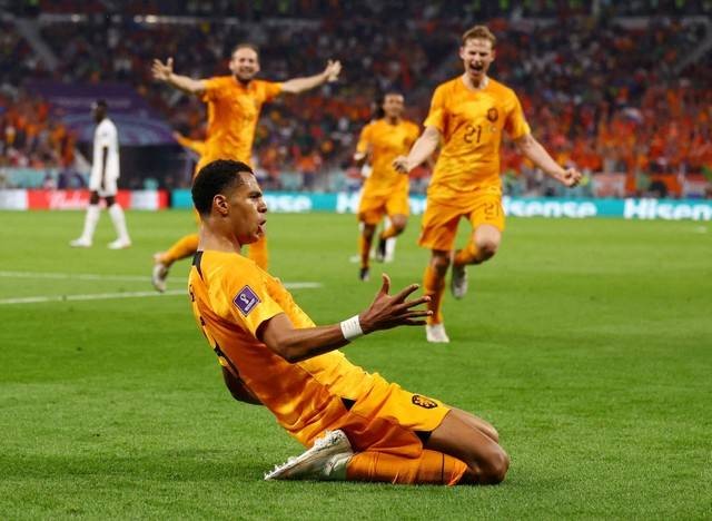 Cody Gakpo Belanda merayakan gol pertama mereka  pada pertandingan Grup A Piala Dunia 2022 Qatar di Stadion Al Thumama, Doha, Qatar. Foto: Kai Pfaffenbach/Reuters