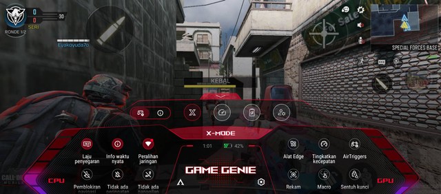Tampilan dekat Game Genie dengan settingan Mode-X. Foto: Screenshot