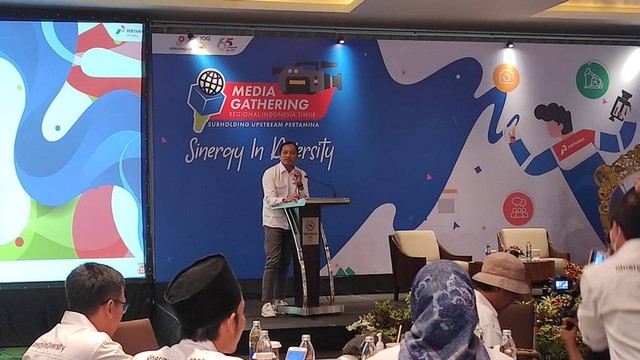 Corporate Secretary PHE, Arya Dwi Paramita, saat beri sambutan dalam kegiatan Media Gathering di Bali, Sabtu (26/11/2022) (Foto: Dok Istimewa)
