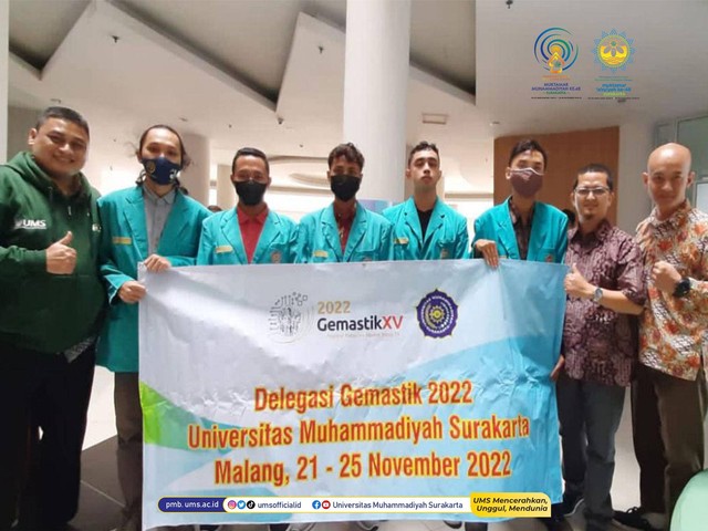 5 Mahasiswa Prodi Informatika FKI UMS, Maju ke Final Gemastik 2022 di Surabaya. Foto Humas UMS