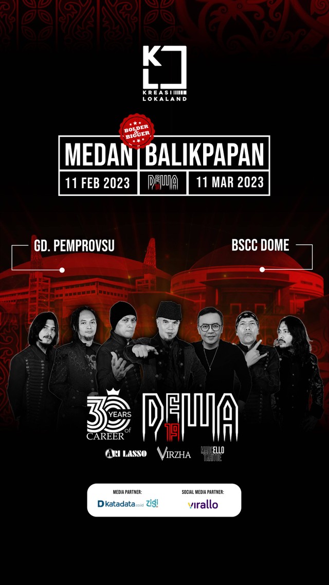 Poster konser Dewa 19 di Medan dan Balikpapan. Foto: Kreasi Lokaland