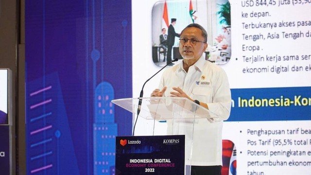 Menteri Perdagangan Zulkifli Hasan di acara Indonesia Digital Economy Conference di The Westin Jakarta, Selasa (29/11/2022). Foto: Kemendag RI