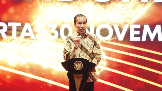 Presiden Jokowi dalam Pertemuan Tahunan Bank Indonesia (PTBI) di JCC Senayan, Jakarta, Rabu (30/11).  Foto: Dok. Bank Indonesia 