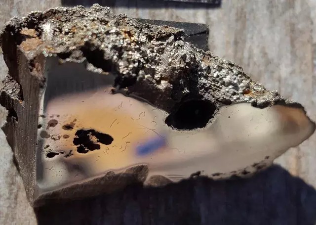 Foto potongan meteor El Ali, yang mengandung dua mineral yang tidak pernah ditemukan sebelumnya di bumi Foto: University of Alberta