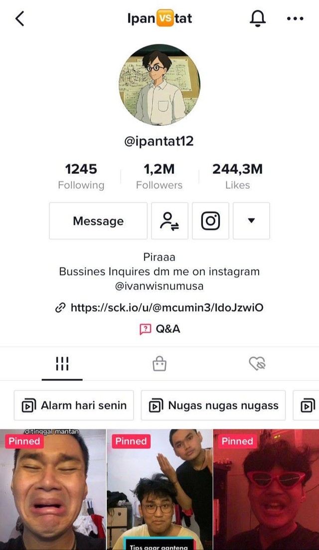 Potret akun TikTok Ivan yang menjadi seorang content creator sukses di usia muda, Sumber: Dokumentasi Pribadi