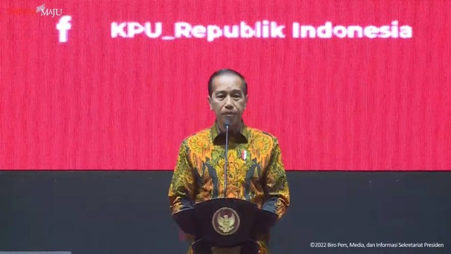 Presiden Jokowi di acara Konsolidasi Nasional dalam Rangka Kesiapan Pelaksanaan Tahapan Pemilu Serentak Tahun 2024, Jumat (2/12/2022). Foto: Youtube/Sekretariat Presiden