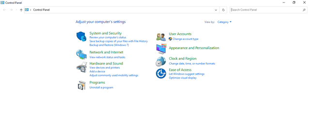 Tampilan Control Panel di Windows 10. Foto: Tangkapan layar Control Panel Windows 10