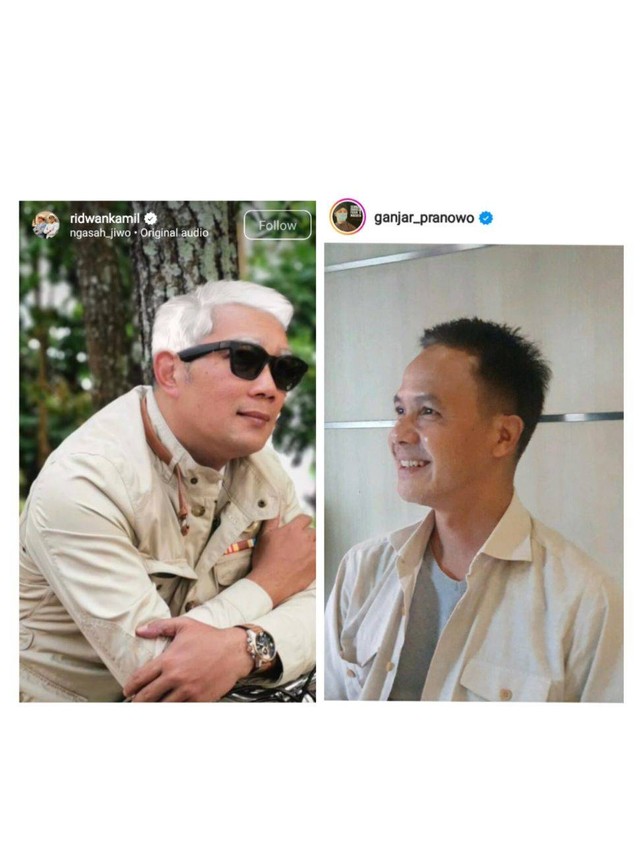 Gubernur Jawa Barat, Pak Ridwan Kamil dengan warna rambut barunya (sumber : instagram) Gubernur Jawa Tengah, Pak Ganjar Pranowo dengan rambut barunya (sumber : instagram)