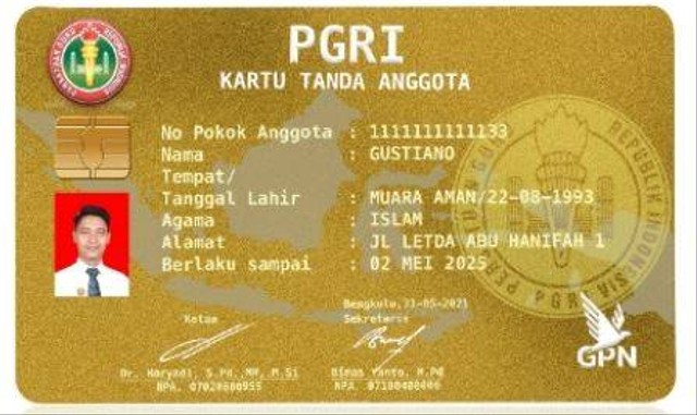 Ilustrasi kartu PGRI. Foto: PGRI Kepahiang