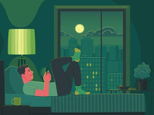 Ilustrasi Bermain HP (Sumber : https://www.freepik.com/premium-vector/man-lies-bed-night-looks-into-smartphone-internet-surfing-addiction-phone_19522702.htm?query=using%20phone%20in%20bed)