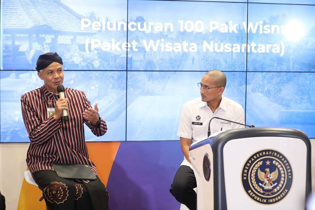 Gubernur Jateng Ganjar Pranowo menghadiri launching 100 Paket Wisata Dalam Negeri (Pak Wisnu) di Kemenparekraf, Senin (5/11/2022). Foto: Dok. Istimewa