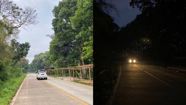 Jalan Menuju Tol Cisumdawu Ketika Siang dan Malam Hari (sumber: foto pribadi)