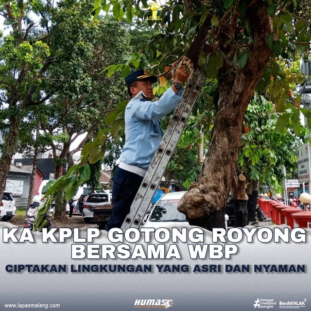 Gotong Royong Petugas Lapas Kelas I Malang bersama WBP. Foto : Ruddy/humaslapasmalang.