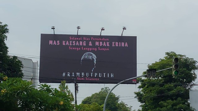 Baliho ucapan pernikahan Kaesang-Erina di Banjarsari, Solo. Foto: Dok. Istimewa