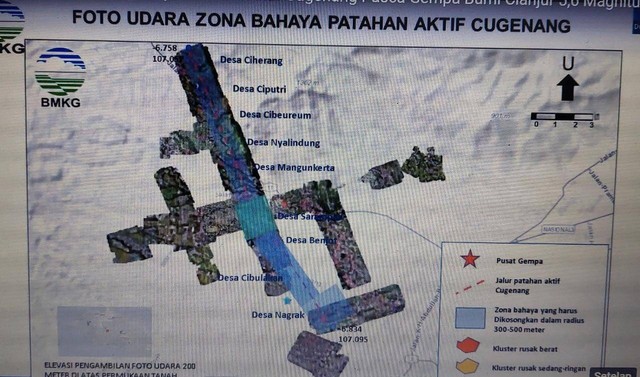 Foto udara patahan aktif Cugenang.  Foto: Dok. BMKG