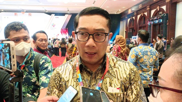 Gubernur Jawa Barat Ridwan Kamil usai hadiri Acara Hakordia Tahun 2022, Jumat (12/9/2022). Foto: Aprilandika Pratama/kumparan