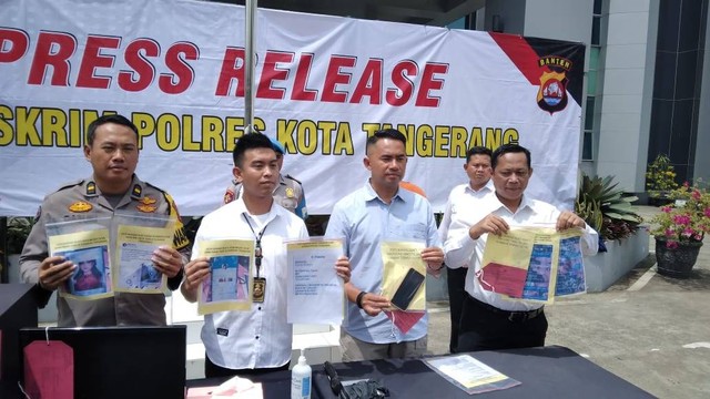 Polresta Tangerang ungkap pemerasan dengan modus VCS, Kamis (8/12). Foto: Dok. Istimewa