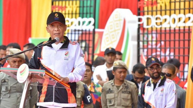 Pj Gubernur Aceh Achmad Marzuki secara resmi membuka Pekan Olahraga Aceh (PORA) XIV Tahun 2022 di Kabupaten Pidie, Sabtu (10/12). Foto: Humas Setda Aceh