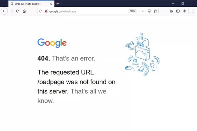 Error 404 Not Found. Foto: Lifewire