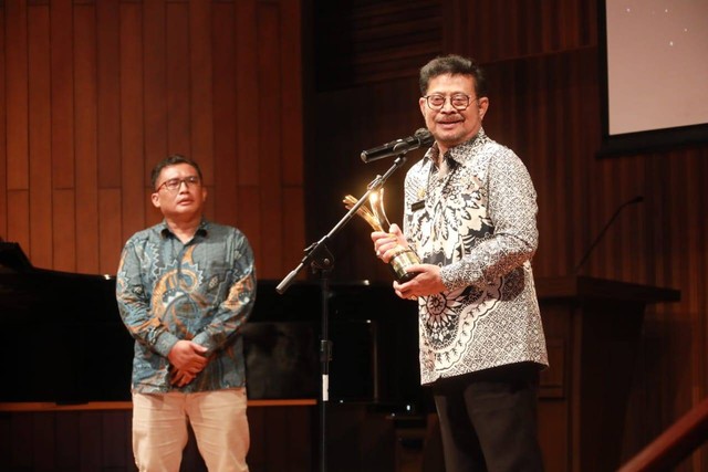 Mentan Syahrul Yasin Limpo saat hadir di Gatra Awards yang di helat di Soehana Hall, The Energy Building, SCBD Lot Jakarta. Foto: Dok. Kementan