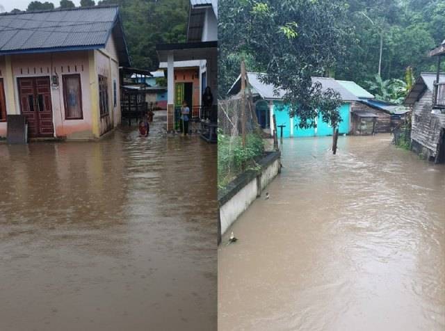 Penampakan banjir yang mengepung dua desa di kawasan Tambelan, Bintan. (Foto: ist/batamnews)