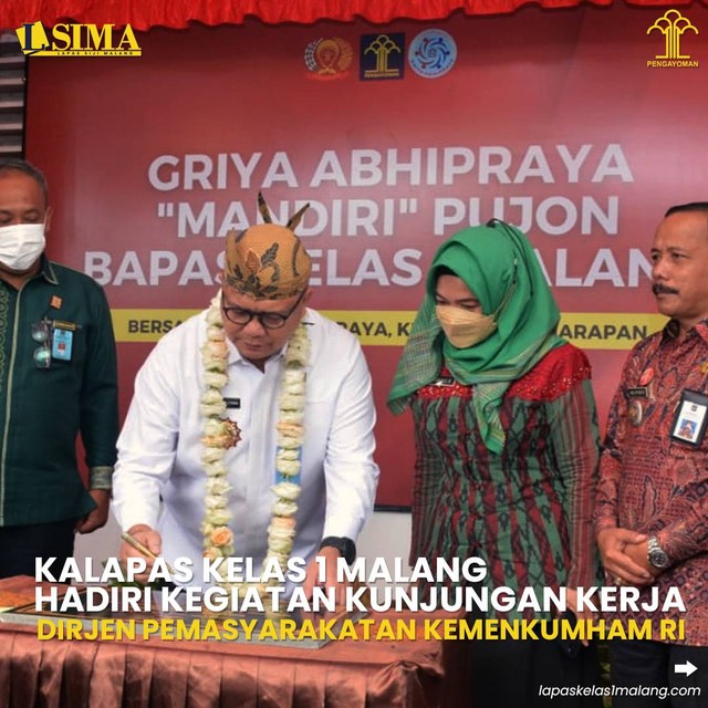 KALAPAS KELAS I MALANG HADIRI KEGIATAN KUNJUNGAN KERJA DIRJEN PEMASYARAKATAN KEMENKUMHAM RI. Foto : Dok/humaslapasmalang