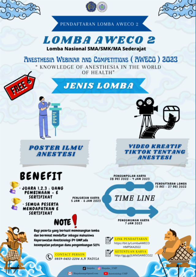 Poster pengumuman lomba AWEKO HMPS Anestesiologi Universitas Muhammadiyah Purwokerto/Foto : HMPS Anestesi UMP