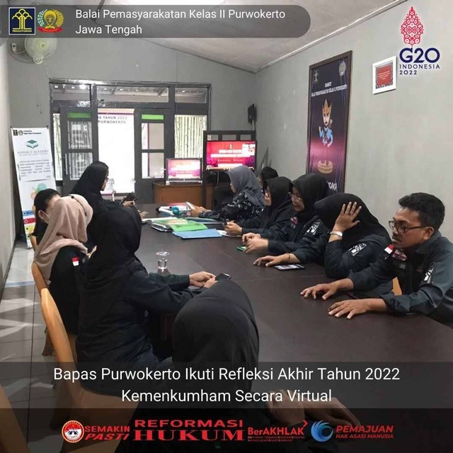 Bapas Purwokerto Ikuti Refleksi Akhir Tahun 2022 Kemenkumham Secara