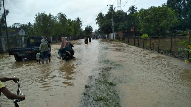 Salah satu kecamatan di Aceh Timur yang dilanda banjir. Foto: dok. BPBA