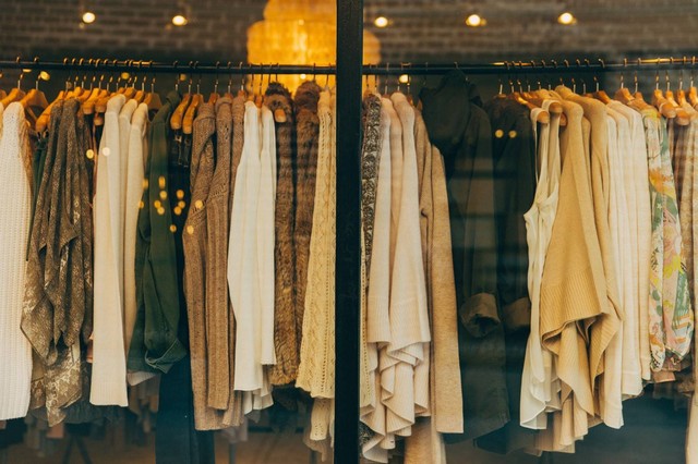 Sumber: Unsplash. Oleh: Hannahmorgan7. Gambar pakaian di rak toko pakaian. assorted-color hanging clothes lot (unsplash.com)