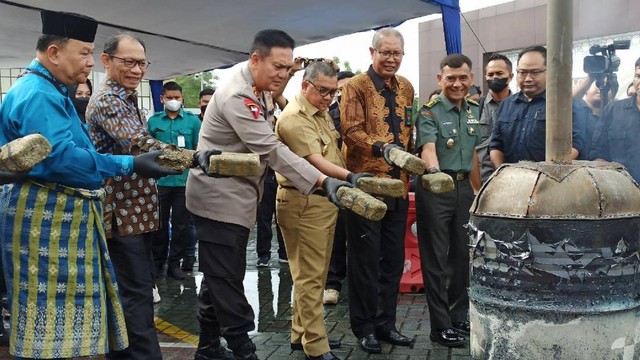 Pemusnahan narkoba di Mapolda Riau (DEFRI CANDRA/SELASAR RIAU)