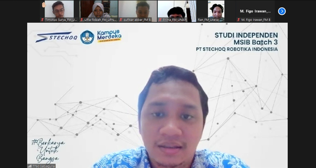 Pertemuan Zoom Meeting bersama Mentor Studi Independen Farm Engginering Course di PT StecHoq Robotika Indonesia