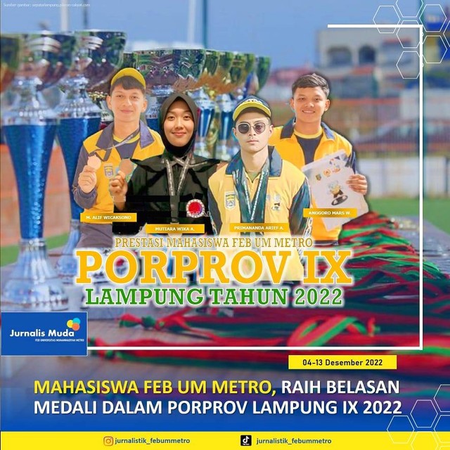 Mahasiswa FEB UM Metro Raih Belasan Medali dalam Porprov Lampung IX 2022 (Sumber gambar: IG jurnalistik_febummetro