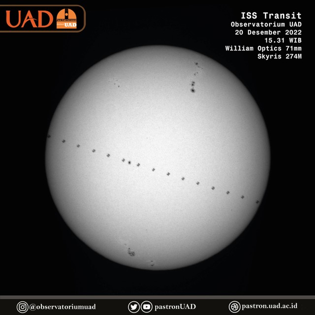 ISS Transit CCD 20 Desember 2022 diamati dari Observatorium Universitas Ahmad Dahlan (UAD) (Foto: Pastron UAD)