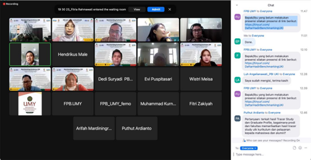 Gambar 2 Program Benchmarking dilaksanakan secara daring melalui zoom bersama dengan Universitas Kristen Jakarta