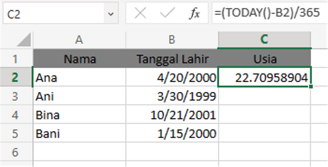 Cara Menghitung Usia Di Excel Dengan Mudah Dan Cepat | Kumparan.com