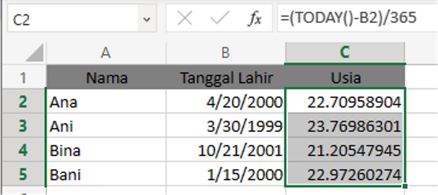 Cara Menghitung Usia Di Excel Dengan Mudah Dan Cepat Kumparan Com
