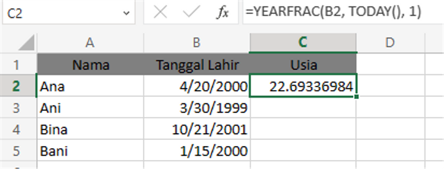 Cara Menghitung Usia Di Excel Dengan Mudah Dan Cepat | Kumparan.com