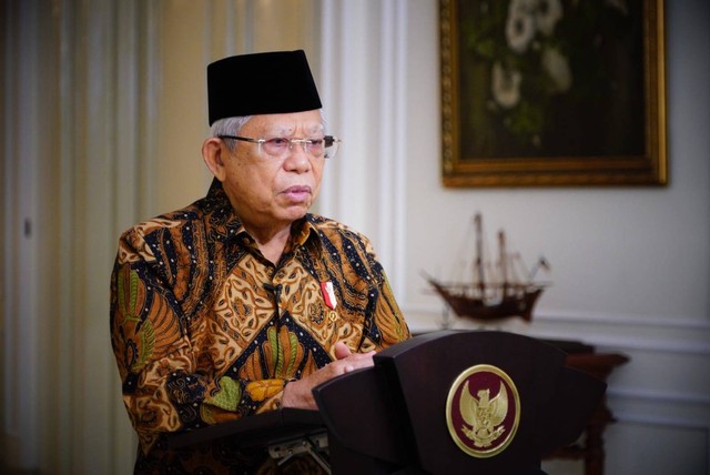 Wakil Presiden RI Ma'ruf Amin dalam memberi sambutan seremoni penutupan perdagangan Bursa Efek Indonesia (BEI). Foto: Dok. Sekretariat Wakil Presiden