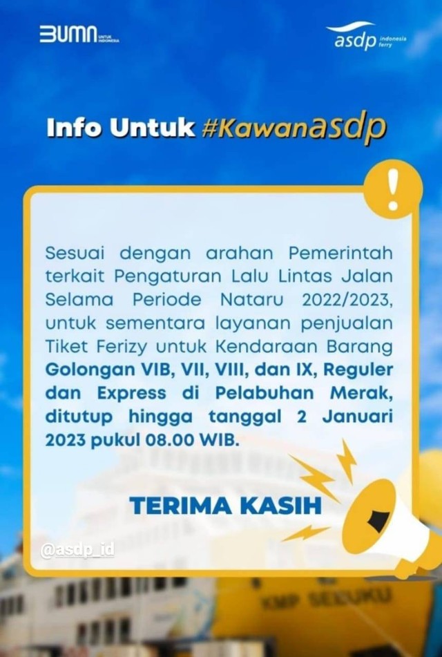 Awal Tahun Penyeberangan Merak Bakauheni Kembali Normal Dibuka