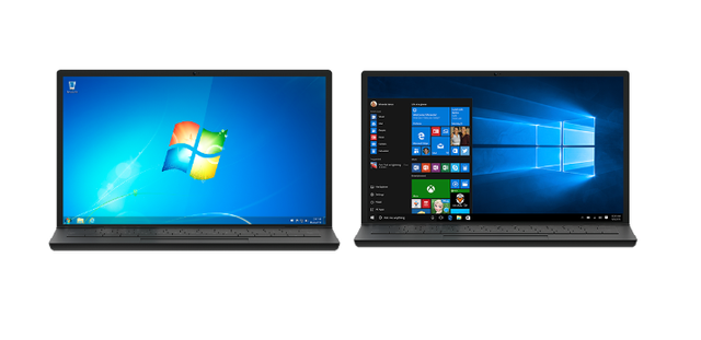 Ilustrasi perbedaan Windows 7 dan 10. Foto: Microsoft