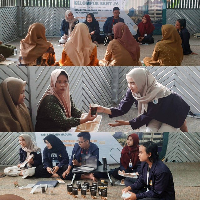 Mahasiswa Pengabdian Masyarakat Kelompok 26 UTM melakukan Sosialisasi Produk KOCAMU kepada warga Desa Ketapang Timur (04/01/2023). Sumber: Galeri Foto Penulis