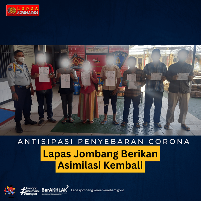 Antisipasi COVID-19, Lapas Jombang Kanwil Kemenkumham Jatim Berikan Asimilasi