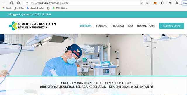 Tangkapan Layar Webiste Kementerian Kesehatan