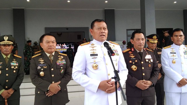 Panglima TNI Laksamana TNI Yudo Margono saat memberikan keterangan pers, foto: Yanti/BalleoNEWS